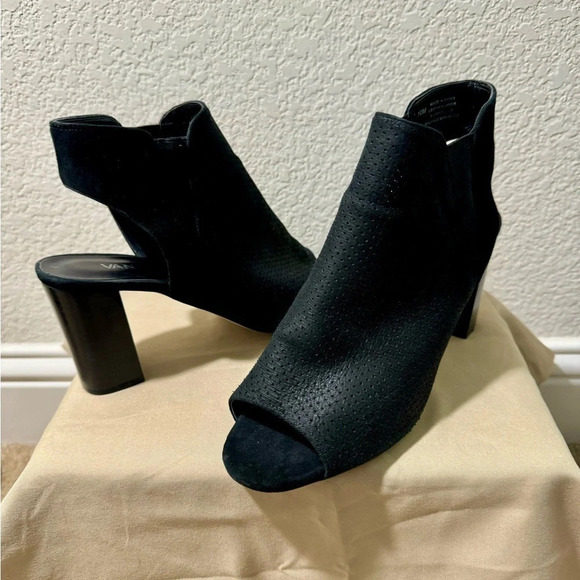VANELi Womens Heeled Sandal, Black PERF Charm/Black Suede- Size 10 - Picture 2 of 14